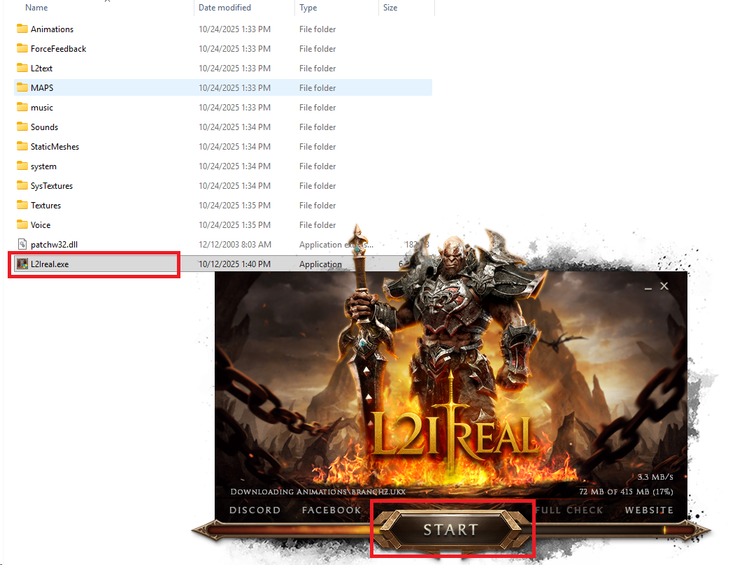 L2Ireal updater with START button