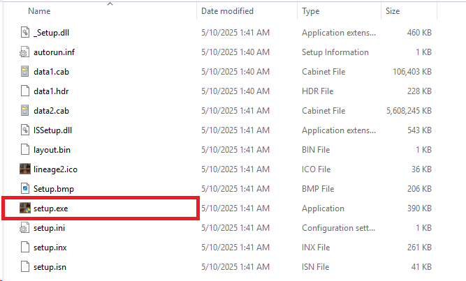 Find setup.exe in the installer folder