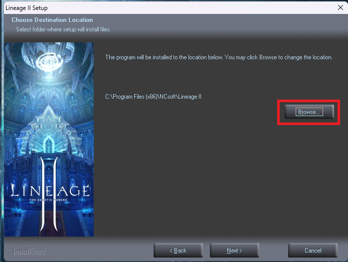 Select installation directory